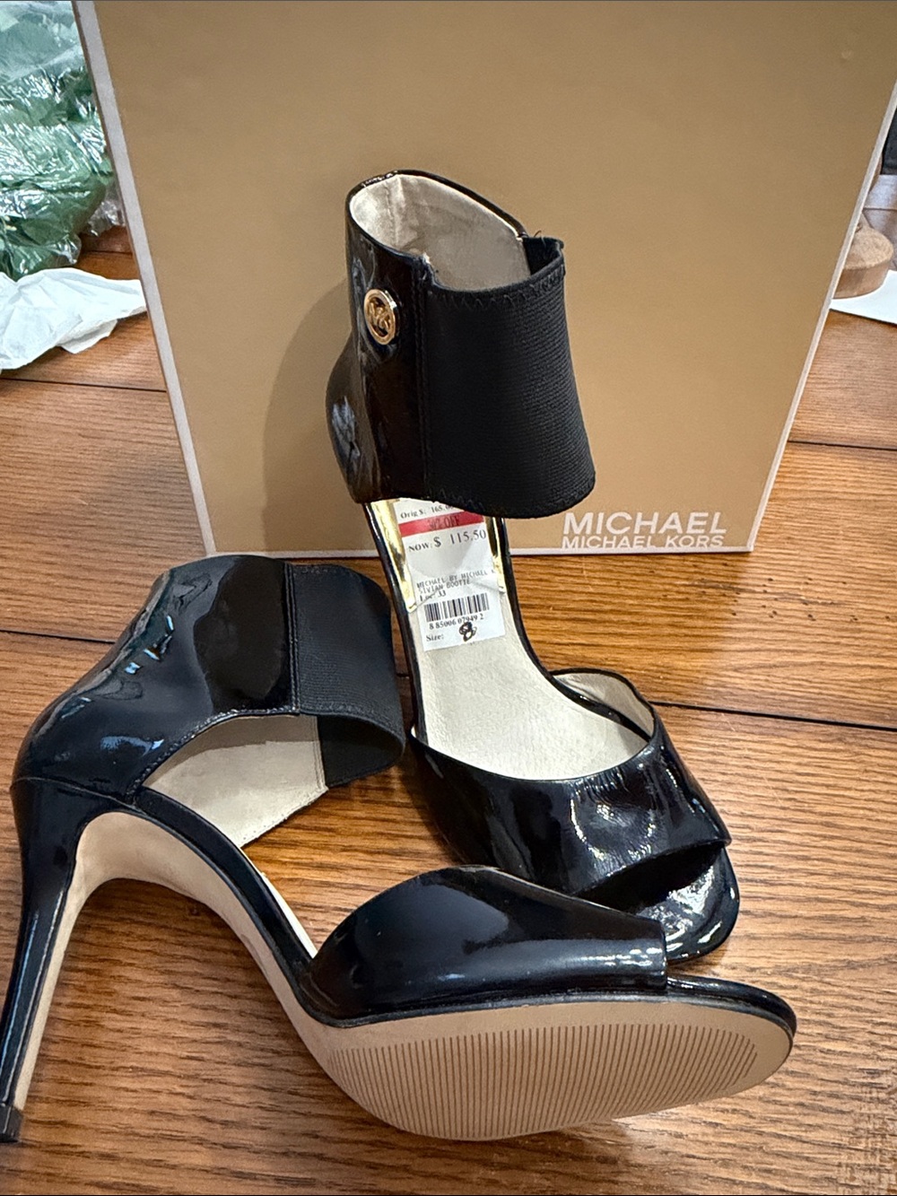 Michael Michael Kors Black Patent Leather Ankle-Strap Heels